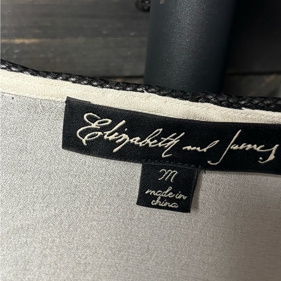 Elizabeth and James Silk Blouse Medium White Pleated Front Beaded Collar Button - Picture 5 of 6